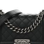 Caviar Quilted Small Boy Flap Black