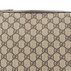 GG Supreme Monogram Textured Calfskin Web Super Mini Ophidia Shoulder Bag Beige Ebony New Acero