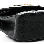 Caviar Quilted Medium Double Flap Black