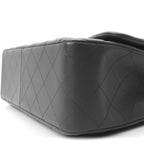 Lambskin Quilted Jumbo Double Flap Dark Grey