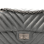 Metallic Aged Calfskin Chevron Quilted 2.55 Reissue Mini Flap Grey