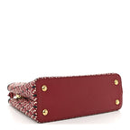 Calfskin Woven Capucines PM Black Red