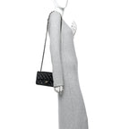 Lambskin Quilted Mini Rectangular Flap Black