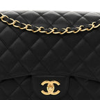 Caviar Quilted Jumbo Double Flap Black