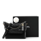 Aged Calfskin Quilted New Medium Gabrielle Hobo Black