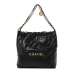 Shiny Calfskin Quilted Small Chanel 22 Black