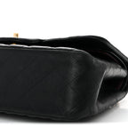 Lambskin Quilted Jumbo Double Flap Black
