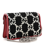 Tweed GG Monogram Super Mini Dionysus Shoulder Bag Black White Romantic Cherry