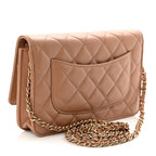 Caviar Quilted Wallet on Chain WOC Dark Beige