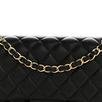 Lambskin Quilted Medium Double Flap Black