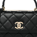 Lambskin Quilted Small Trendy CC Dual Handle Flap Bag Black