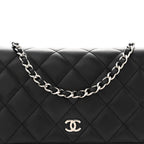 Lambskin Quilted Wallet On Chain WOC Black