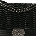 Calfskin Pleated Medium Boy Flap Black