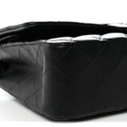 Lambskin Quilted Medium Double Flap Black