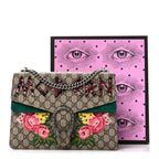 GG Supreme Monogram Embroidered Medium Dionysus Shoulder Bag Emerald