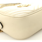 Calfskin Matelasse Small GG Marmont Chain Shoulder Bag White
