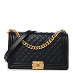 Calfskin Quilted New Medium Boy Flap Black
