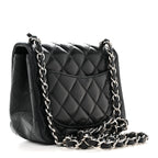 Lambskin Quilted Mini Square Flap Black