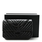 Aged Calfskin Chevron Quilted 2.55 Reissue 225 Flap So Black