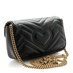 Calfskin Matelasse Super Mini GG Marmont Shoulder Bag Black