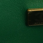 Caviar Quilted Small Double Flap Green