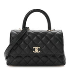 Caviar Quilted Mini Coco Handle Flap Black
