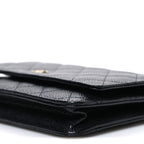 Caviar Quilted Wallet on Chain WOC Black