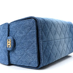 Washed Denim Quilted Small Chanel 25 Handbag Blue