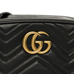 Calfskin Matelasse Small GG Marmont Chain Shoulder Bag Black