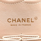Pearly Caviar Quilted Medium Double Flap Light Beige