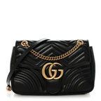 Calfskin Matelasse Medium GG Marmont Shoulder Bag Black
