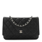 Lambskin Quilted Wallet On Chain WOC Black