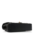 Caviar Quilted Medium Double Flap Black