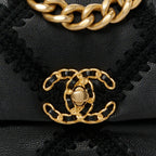 Calfskin Crochet Medium Chanel 19 Flap Black