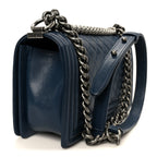 Caviar Quilted Medium Boy Flap Dark Navy Blue