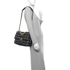 Tweed Quilted Large Chanel 19 Flap Black Silver Ecru