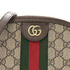 GG Supreme Monogram Textured Dollar Calfskin Web Small Ophidia Dome Shoulder Bag Beige Ebony New Acero