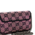 Monogram Multicolor Matelasse Diagonal Super Mini GG Marmont Shoulder Bag Pink Blue