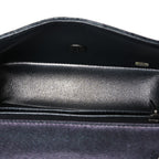 Metallic Caviar Chevron Quilted Mini Rectangular Flap Black