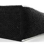 Raffia Large Paula's Ibiza Logo Tote Black White