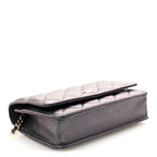 Iridescent Caviar Quilted Wallet On Chain WOC Green