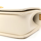 Caviar Suede Calfskin Chevron Medium Boy Flap White