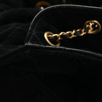Suede Quilted Medium Chanel 25 Handbag Black