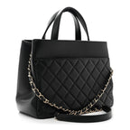 Caviar Quilted Small Business Affinity Shopping Bag Black