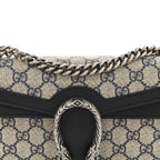 GG Supreme Monogram Textured Dollar Calfskin Small Rectangular Dionysus Shoulder Bag Beige Blue