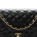 Caviar Quilted Jumbo Double Flap Black