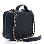 Caviar Quilted Medium CC Filigree Vanity Case Navy