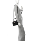 Lambskin Quilted Mini Trendy CC Dual Handle Flap Bag Black
