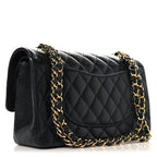 Caviar Quilted Medium Double Flap Black