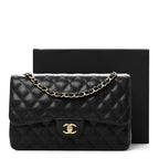 Caviar Quilted Jumbo Double Flap Black